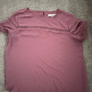 LOFT Boxy Purple Blouse with Short Sleeves